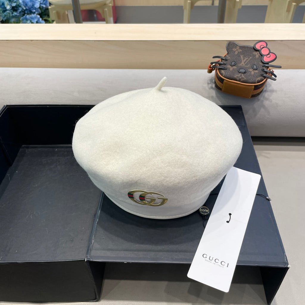 BERET HAT IN WHITE WOOL 406971