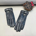 TOUCHSCREEN GLOVES IN BLACK LAMBSKIN MIX WOOL 462394