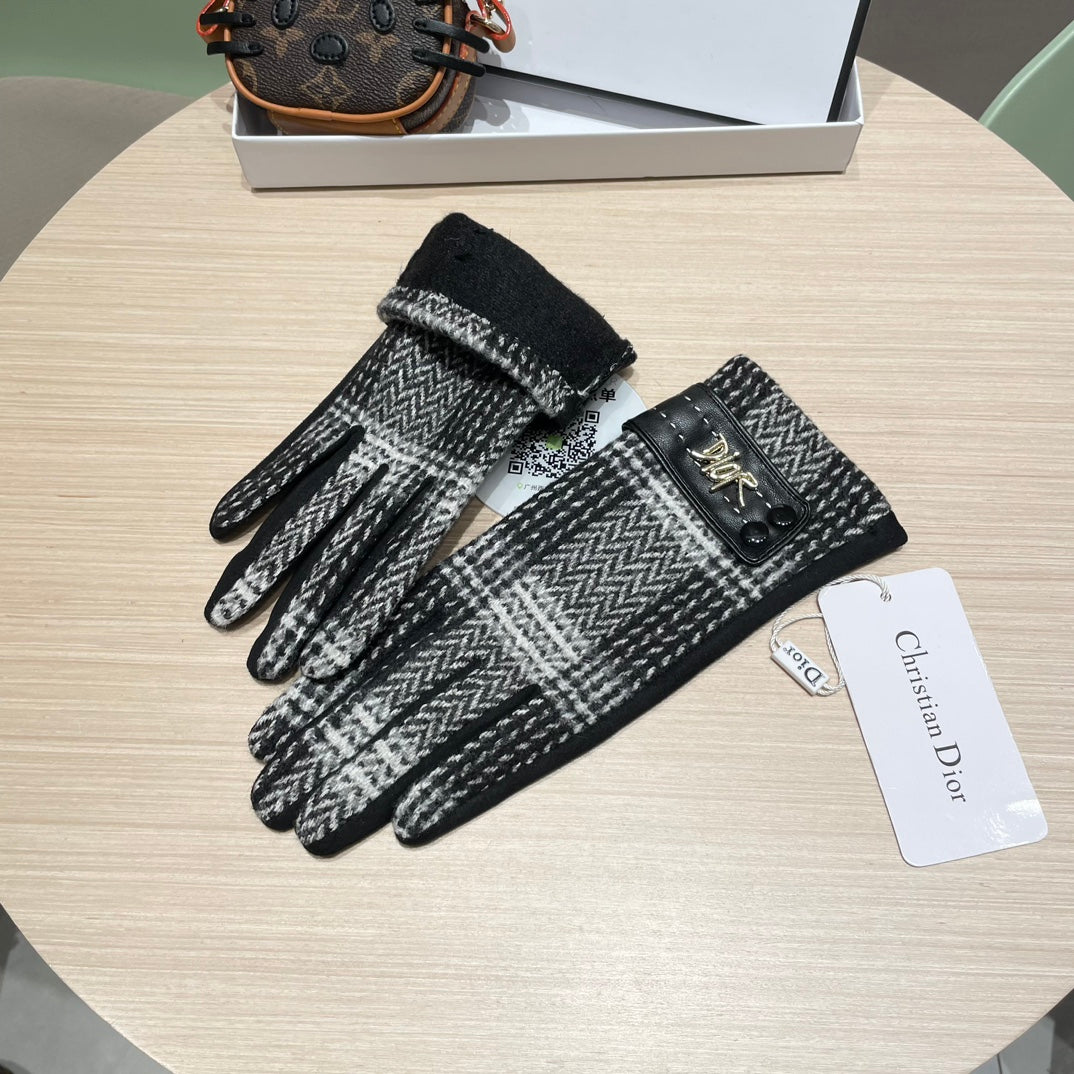 GLOVES IN BLACK MIX WHITE WOOL 463806