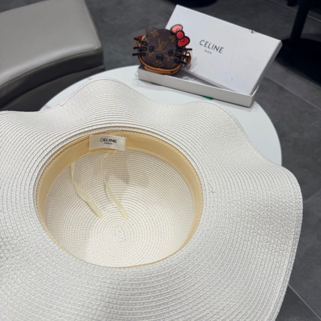 CELINE 26S STRAW WIDE BRIM HAT STYLE 75