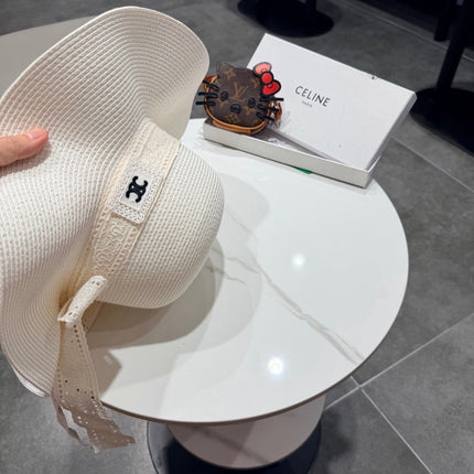 CELINE 26S STRAW WIDE BRIM HAT STYLE 75