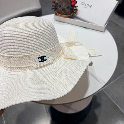 CELINE 26S STRAW WIDE BRIM HAT STYLE 75