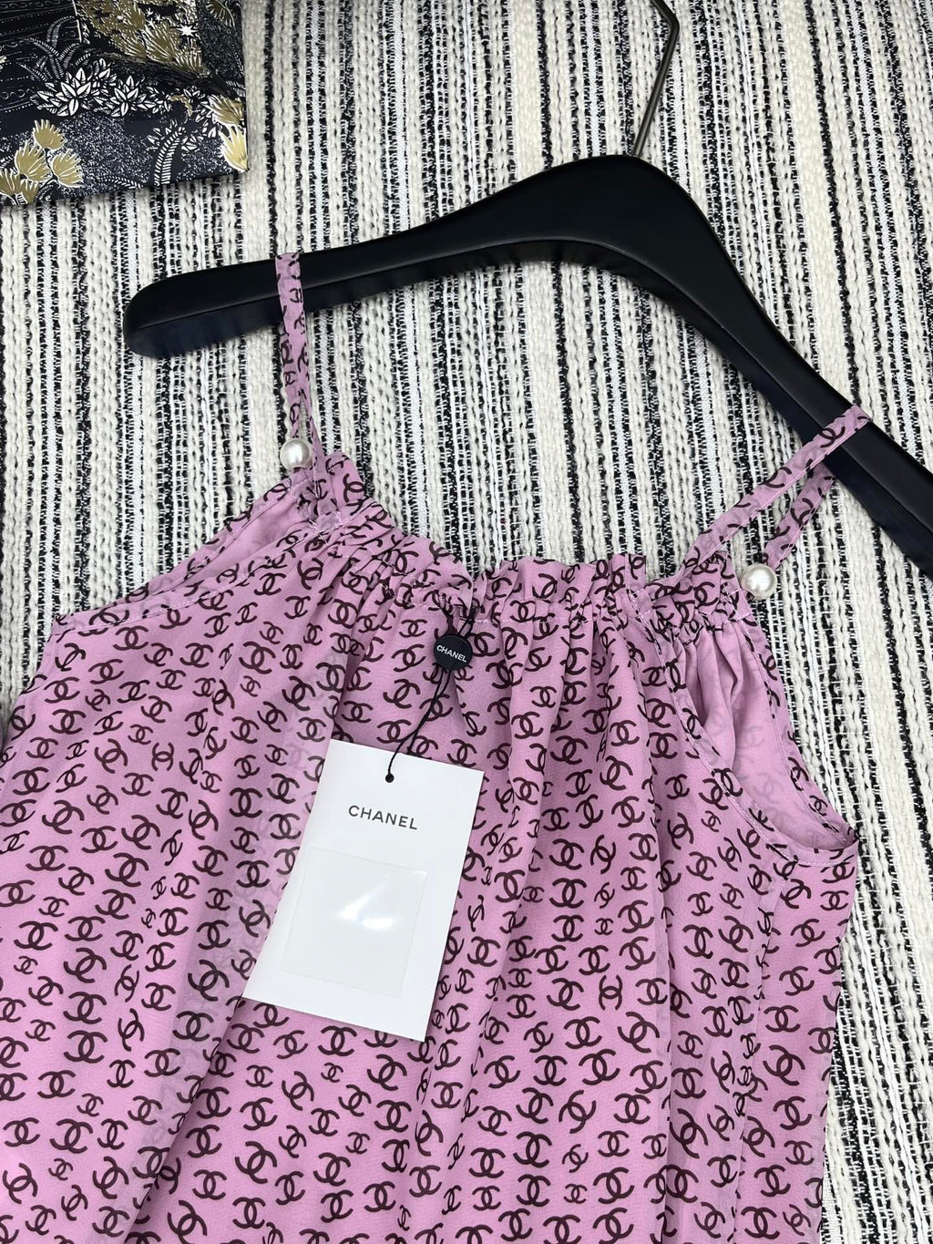 CHANEL PINK PEARL-EMBELLISHED CAMISOLE