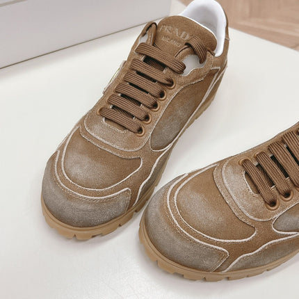PRA FADED SUEDE SNEAKERS SEPIA AND WHITE