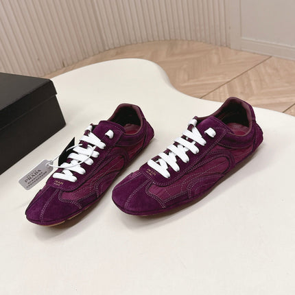 PRADA 26S CLASSIC SNEAKERS IN BURGUNDY RED SUEDE