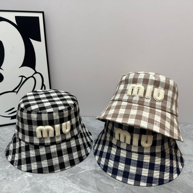 MIUMIU BUCKET CHECKED PATTERN WITH LOGO
