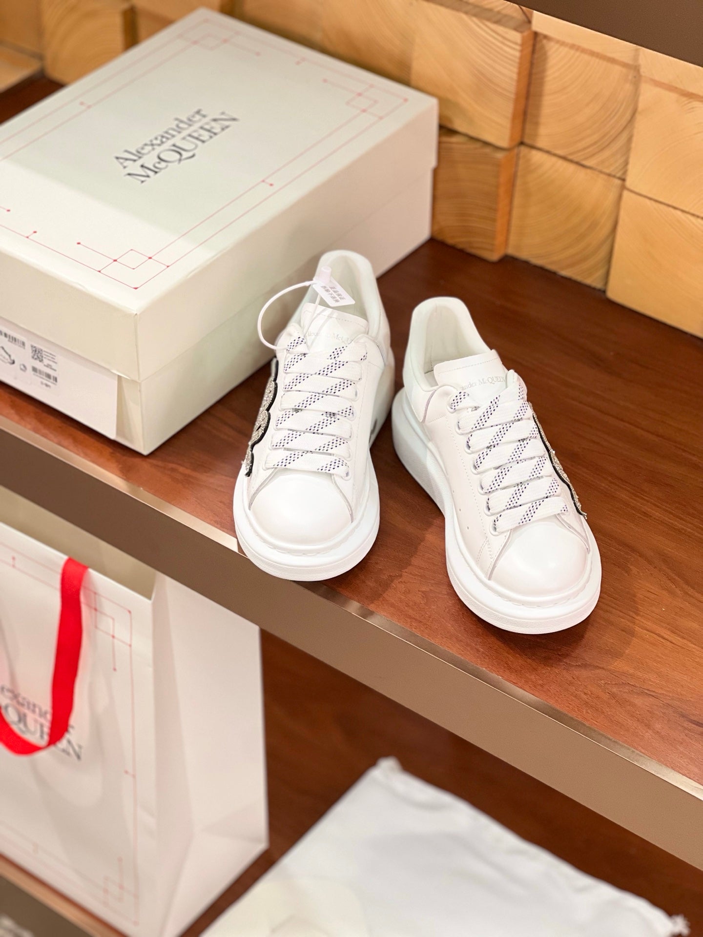 OVERSIZED SNEAKERS IN WHITE CALFSKIN EMBROIDERED SILVER CRYSTAL SNAKE