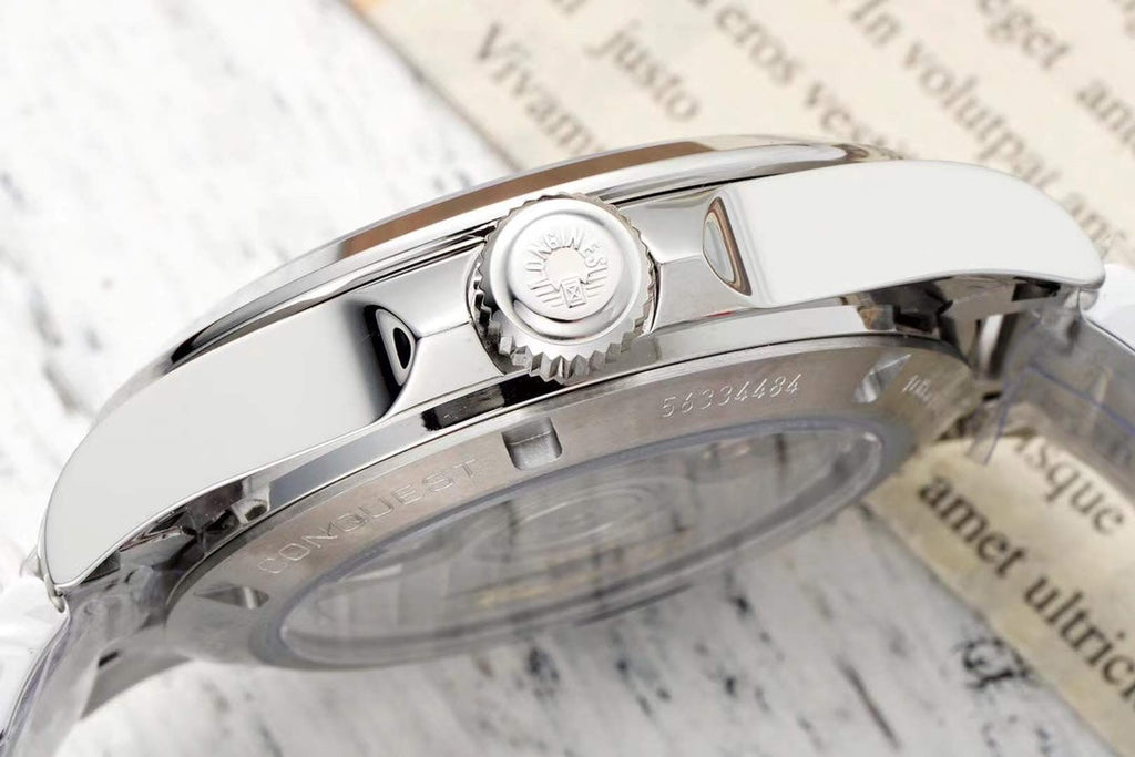 CONQUEST WATCH SILVER CASE WITH COIN GRAY DIAL