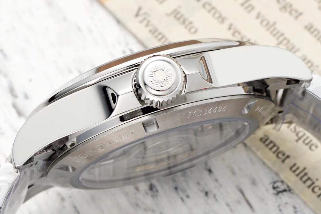 CONQUEST WATCH SILVER CASE WITH BABY PINK DIAL