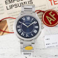 RONDE MUST DE CARTIER WATCH SILVER CASE AND NAVY BLUE DIAL WITH CRYSTALS