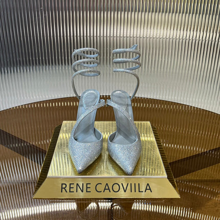 CLEO SILVER PUMP WITH CRYSTALS 10 CM