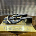 HIGH 45 MM BLOCK HEEL SANDAL IN BLACK GRAINY PEARLIZED LAMBSKIN