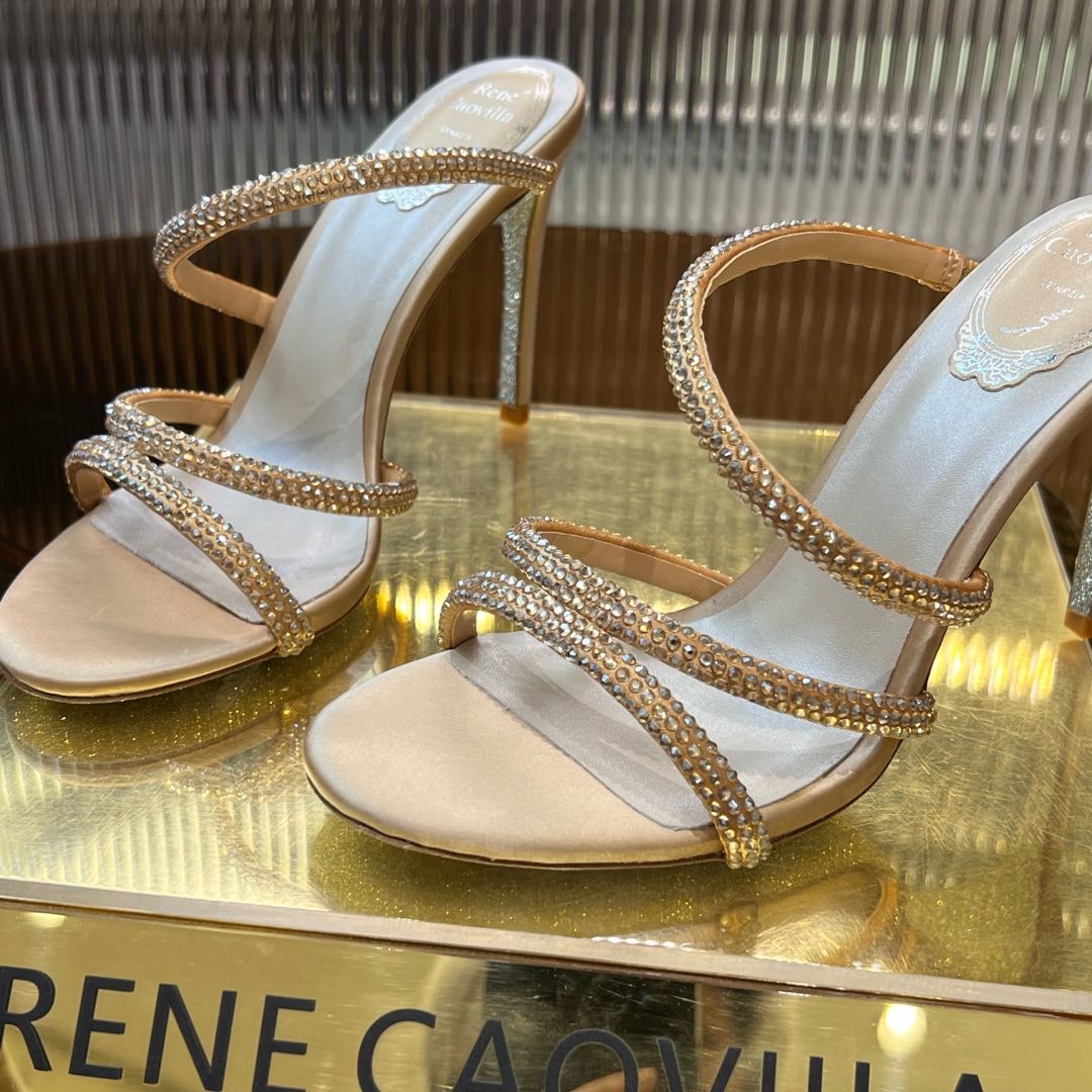 CLEO GOLD SANDAL WITH CRYSTALS 95 MM