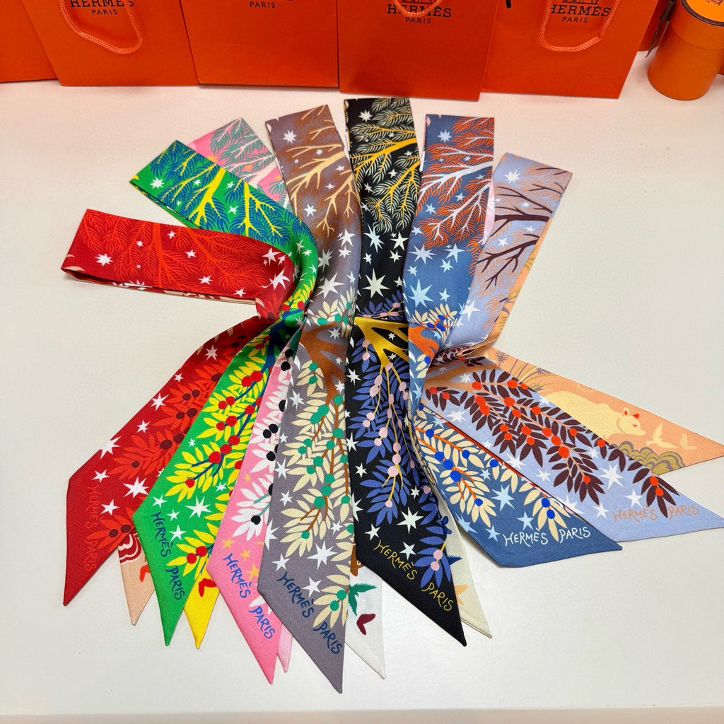 HERMES 25S SILK NECKERCHIEF 86 IN SILK 714350