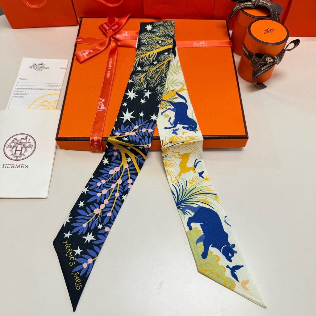 HERMES 25S SILK NECKERCHIEF 86 IN SILK 714354