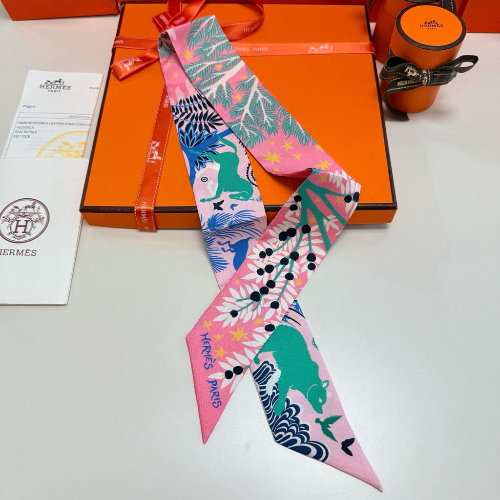 HERMES 25S SILK NECKERCHIEF 86 IN SILK 714357
