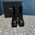 BALMAIN 26S BOOTS 65 MM IN BLACK SUEDE AND CALFSKIN