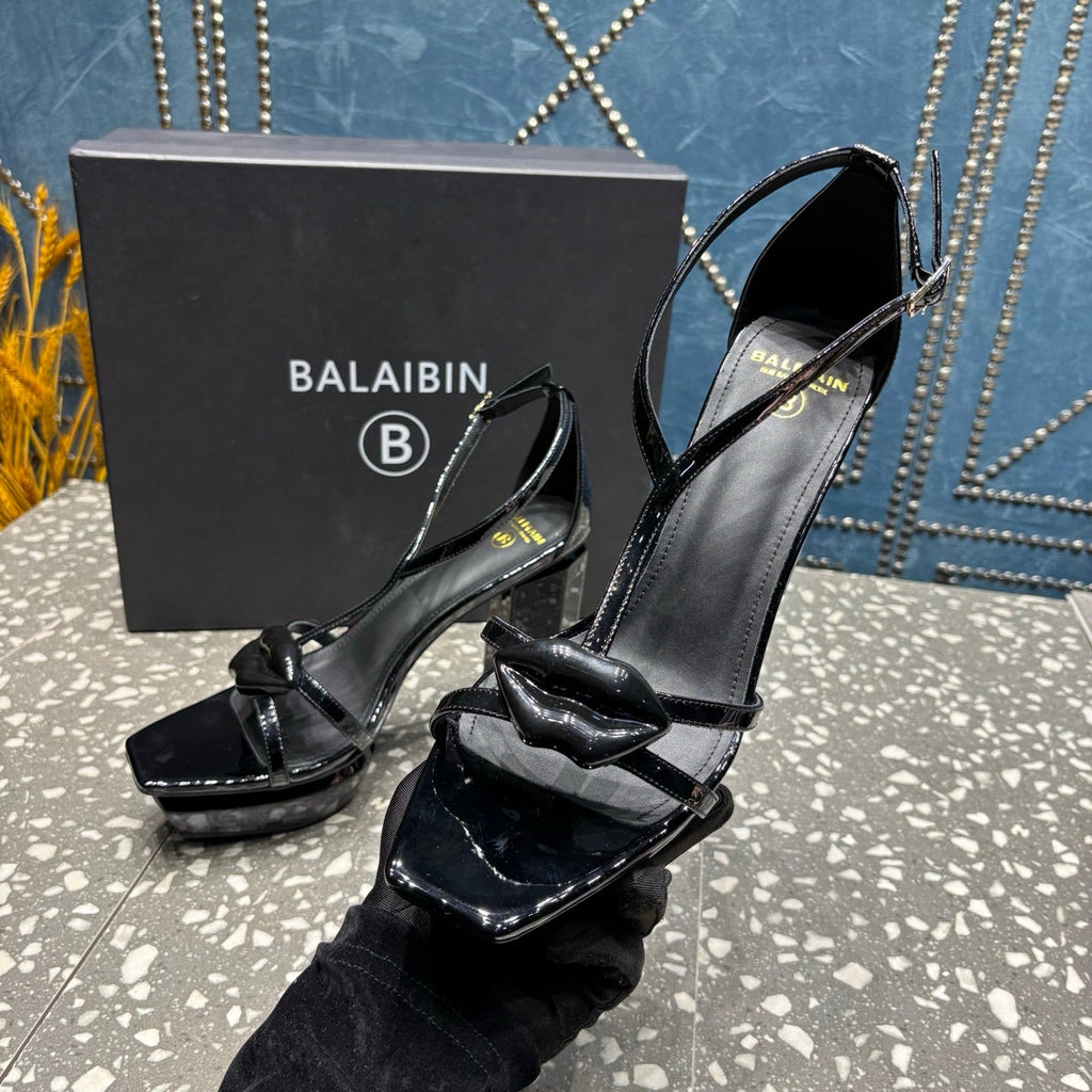 BALMAIN 26S HIGH-HEELED SANDALS 105 MM IN BLACK CALFSKIN STYLE 8