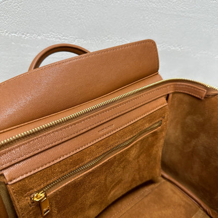 CELINE 25S NEW LUGGAGE 38MM IN TAN BROWN LAMBSKIN GOLD HARDWARE
