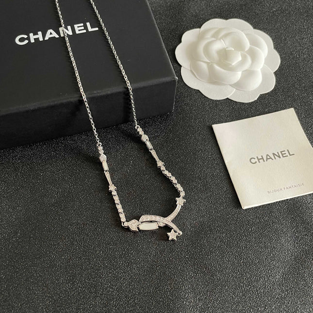 CHANEL 26S CRYSTAL STAR CHARM NECKLACE IN ROSE SILVER  METAL 631897