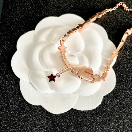 CHANEL 26S CRYSTAL STAR CHARM NECKLACE IN ROSE GOLD METAL 631898