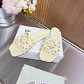 LOEWE 26S PETAL ANAGRAM SLIDE IN CREAM WHITE SOFT CALFSKIN