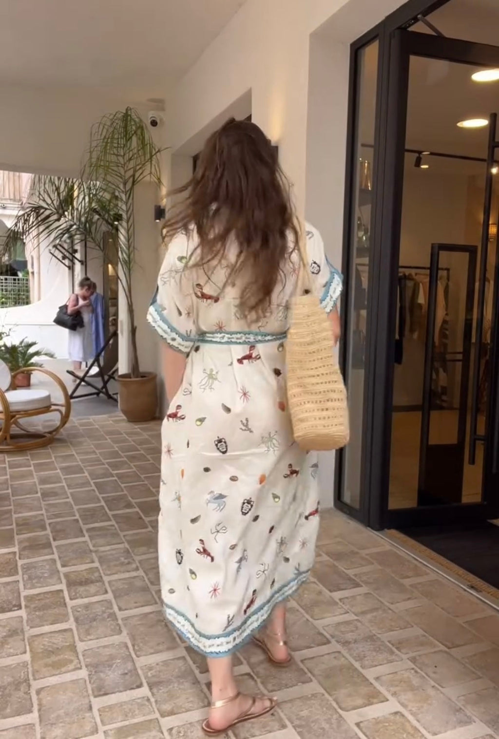 ALEMAIS LONG SHIRT DRESS WITH BELT AND OCEAN-INSPIRED PRINT 267458