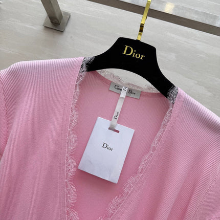 DIOR 26S CROSSOVER LACE-TRIM TOP 1202