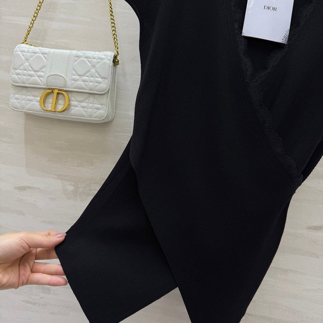 DIOR 26S CROSSOVER LACE-TRIM TOP 1201