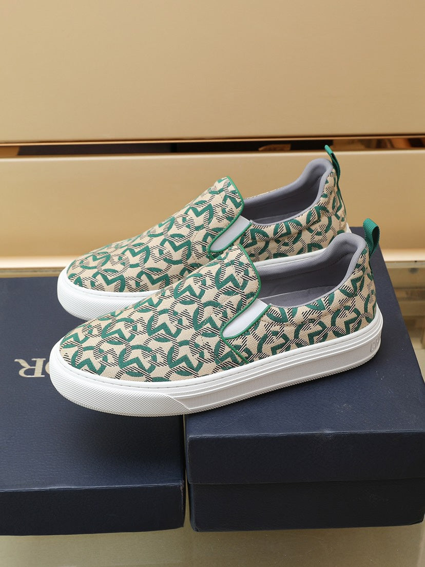 CD SOLAR SLIP-ON BEIGE MIX DARK GREEN FABRIC