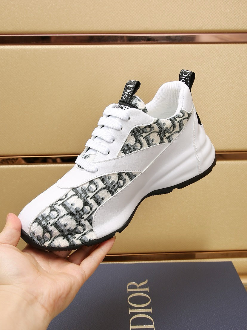 CD LINE SNEAKER WHITE AND CHARCOAL CALFSKIN