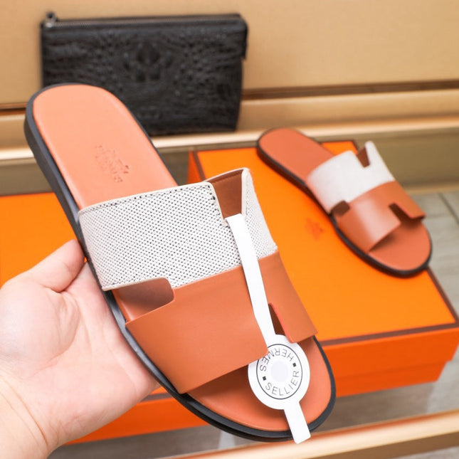 HM IZMIR SANDAL ORANGE AND WHITE LAMBSKIN