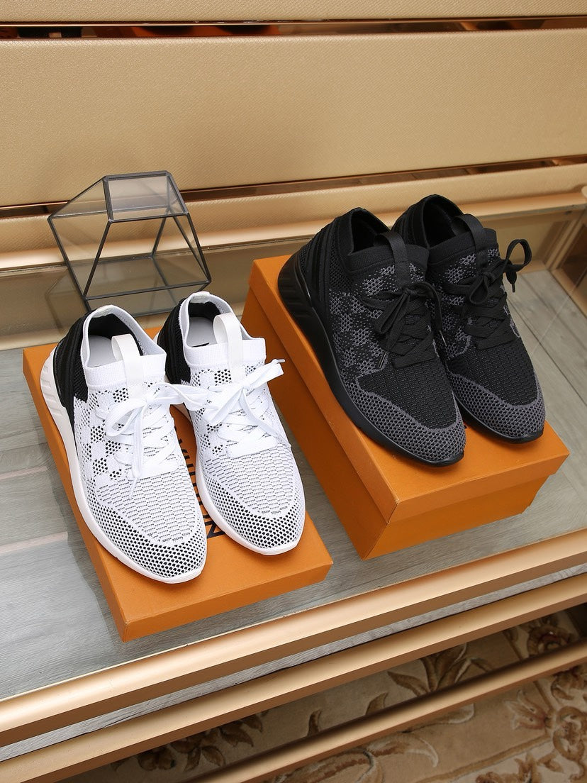 LV SNEAKERS IN WHITE MIX BLACK MESH FABRIC