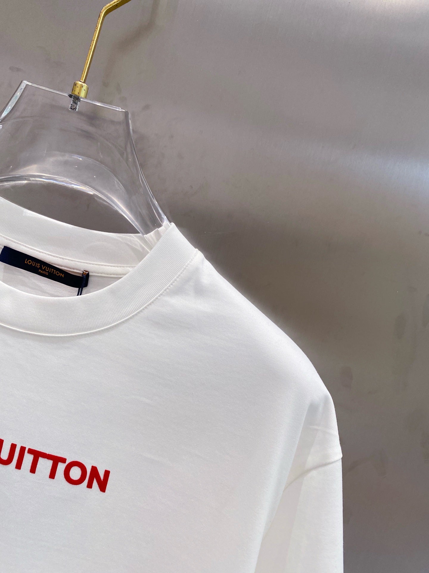 LV T-SHIRT IN WHITE COTTON RED LOGO 238834