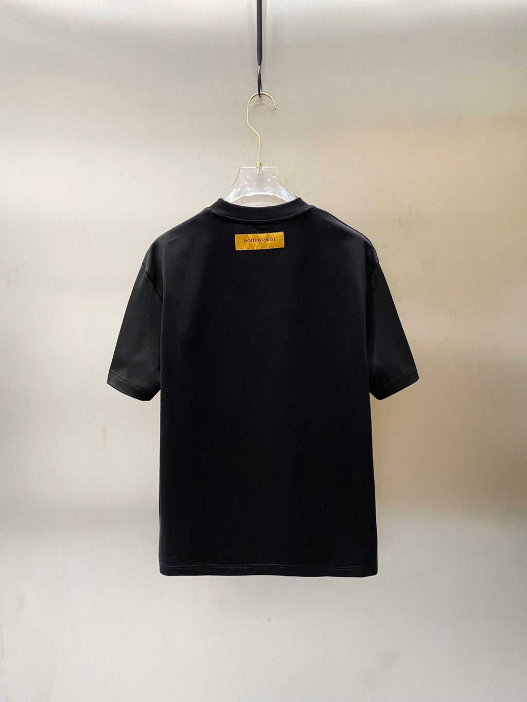 LV T-SHIRT IN BLACK COTTON BLUE LOGO PRINT 238836