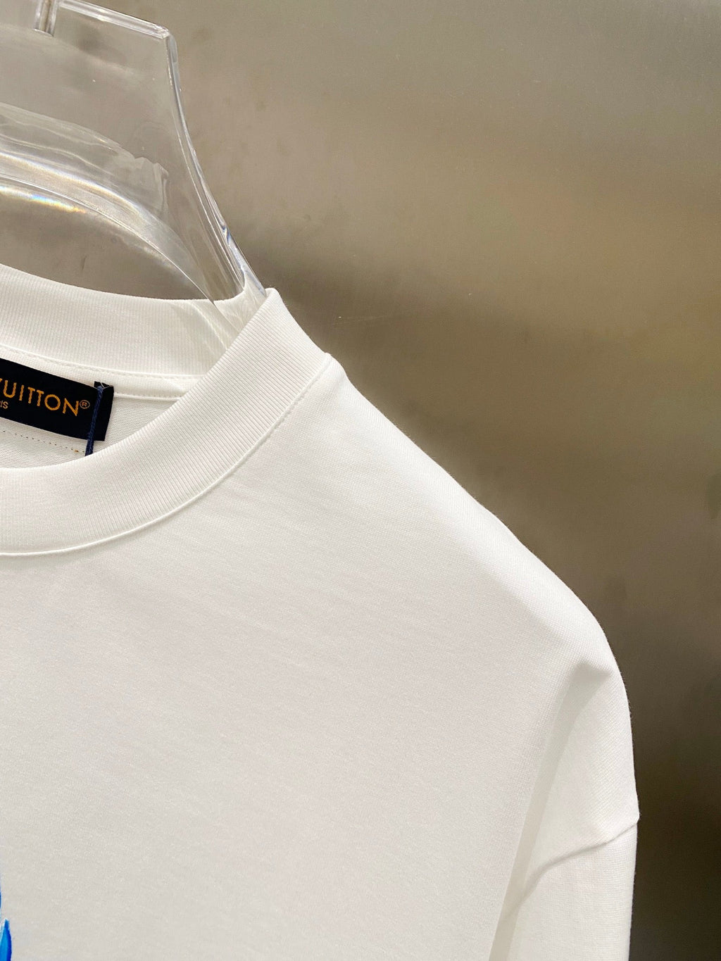 LV T-SHIRT IN WHITE COTTON BLUE LOGO PRINT 238837