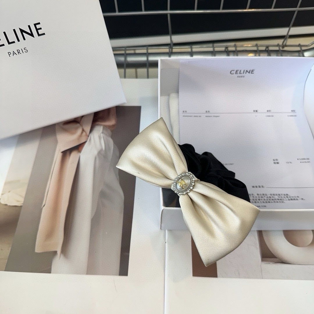WHITE MIX BLACK SILK SCRUNCHIE 410892