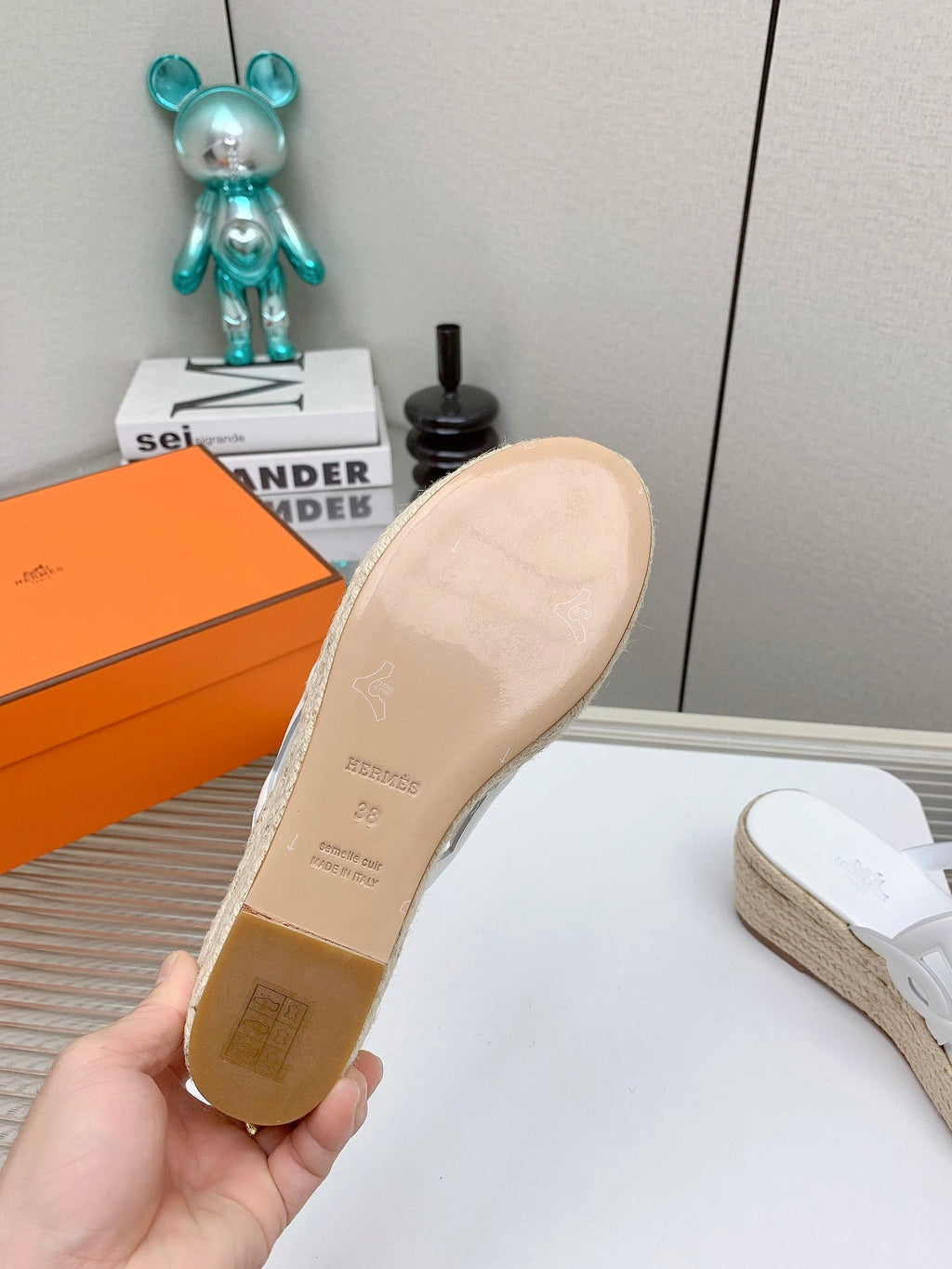 ITHEA 85 MM ESPADRILLE IN WHITE CALFSKIN