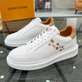BEVERLY HILLS TRAINERS WHITE MIX BROWN CALFSKIN AND MESH FABRIC