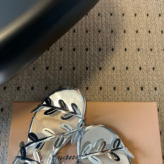 GIANVITO ROSSI 26S SANDALS IN SILVER LAMBSKIN