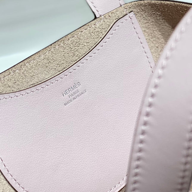 HERMES 25S IN THE LOOP 18 IN LIGHT PINK CALFSKIN SILVER HARDWARE