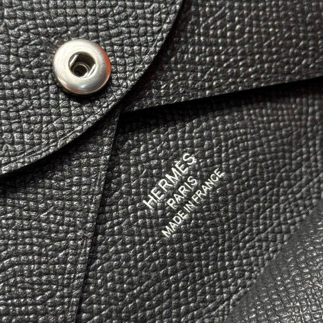 CALVI DUO COMPACT CARD HOLDER IN BLACK EPSOM CALFSKIN