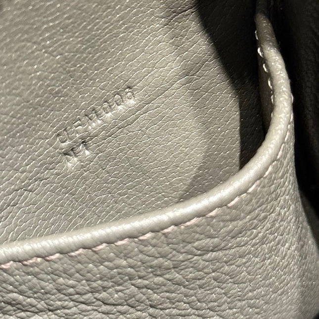 HERMES 25S MINI LINDY 19 IN DARK OLIVE GRAY CALFSKIN GOLD HARDWARE