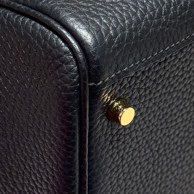 HERMES 25S MINI LINDY 19 IN BLACK CALFSKIN GOLD HARDWARE
