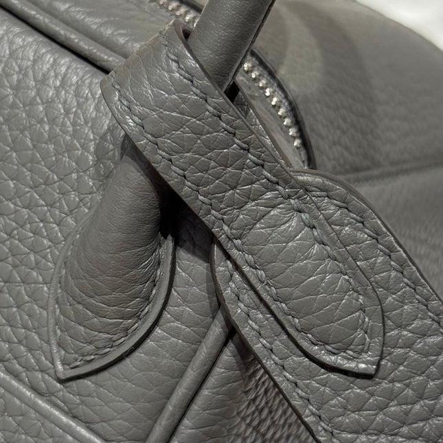 HERMES 25S MINI LINDY 19 IN CLOUD GRAY CALFSKIN SILVER HARDWARE