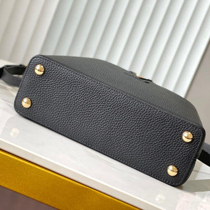 CAPUCINES BB 27 IN BLACK MIX WHITE TAURILLON GOLD HARDWARE