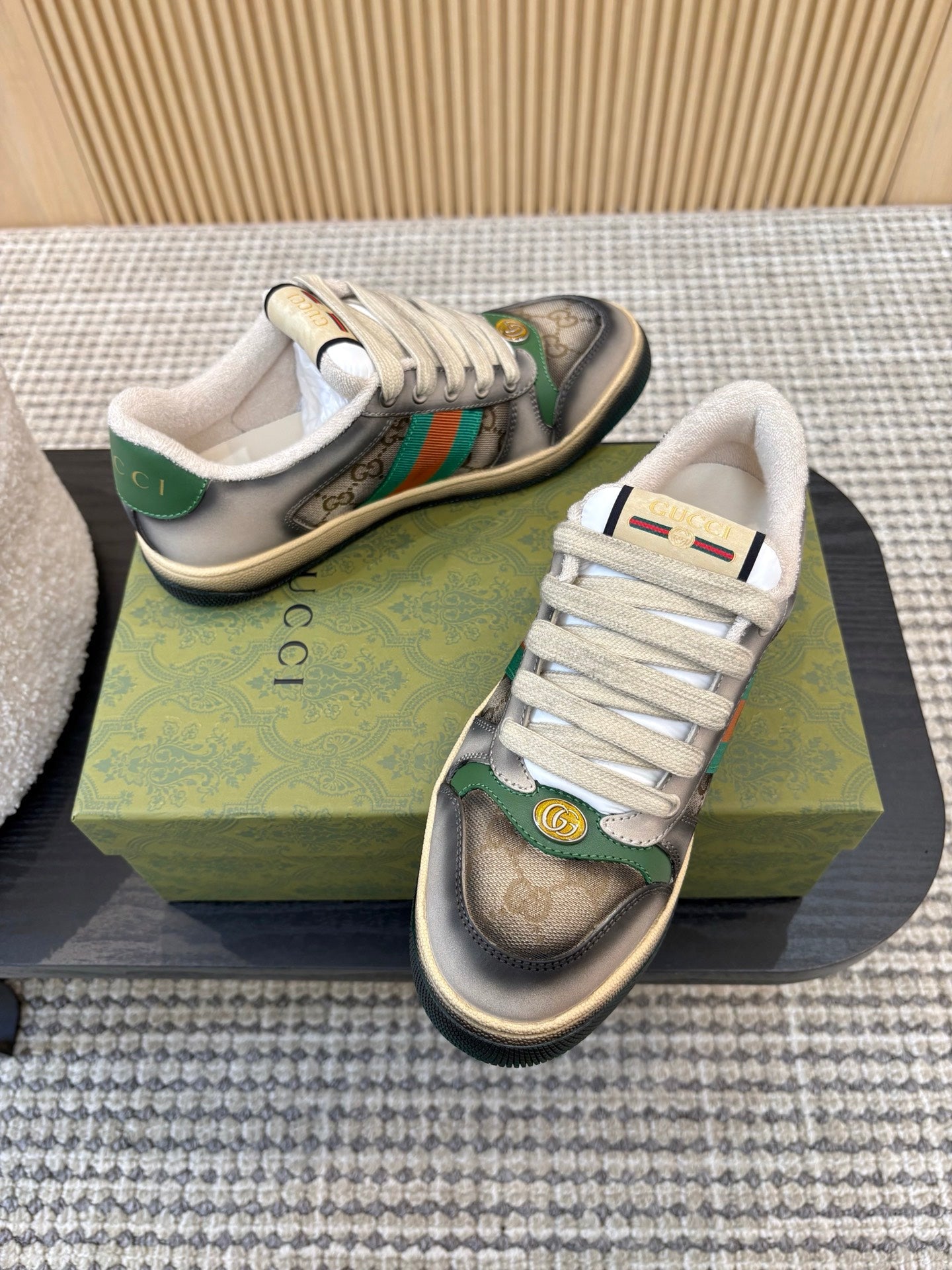 GUCCI 26S SNEAKERS IN GREY GRADIENT CANVAS
