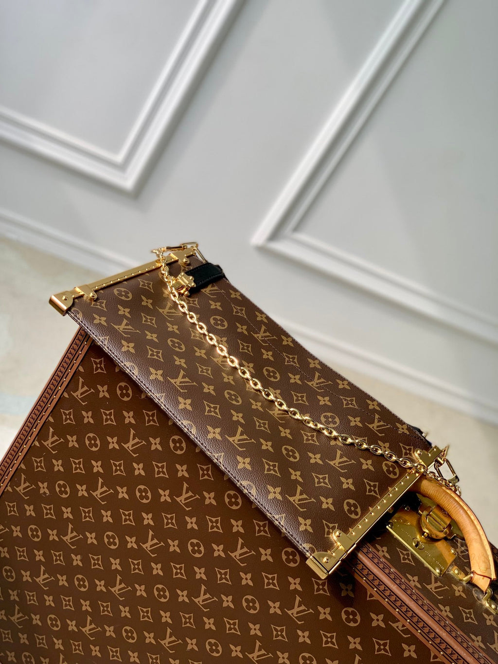 LUCKY TRUNK 38 IN BROWN MONOGRAM CANVAS GOLD HARDWARE