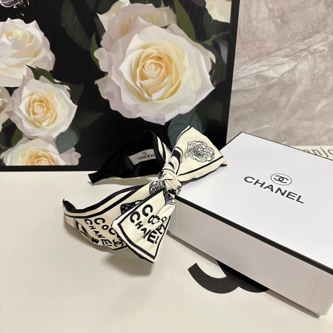 WHITE MIX BLACK SILK HEADBAND 168589