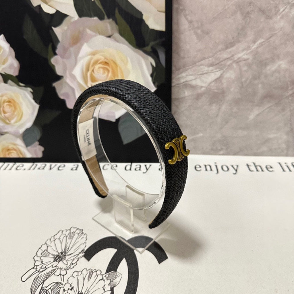 BLACK RAFFIA WOVEN HAIRBAND 400479